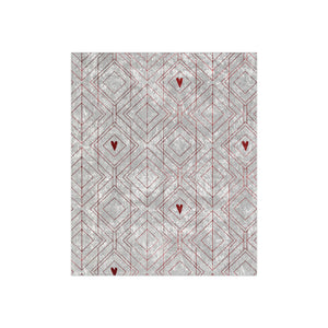 White Art Deco Hearts Valentines Throw Blanket
