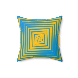 Yellow & Blue Reversible Retro Throw Pillow