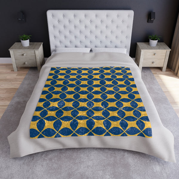 Blue & Yellow Art Deco Decorative Throw Blanket