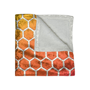 Soft sherpa blanket with 'Honeycomb Rainbow Spring Summer Decorative Throw' design