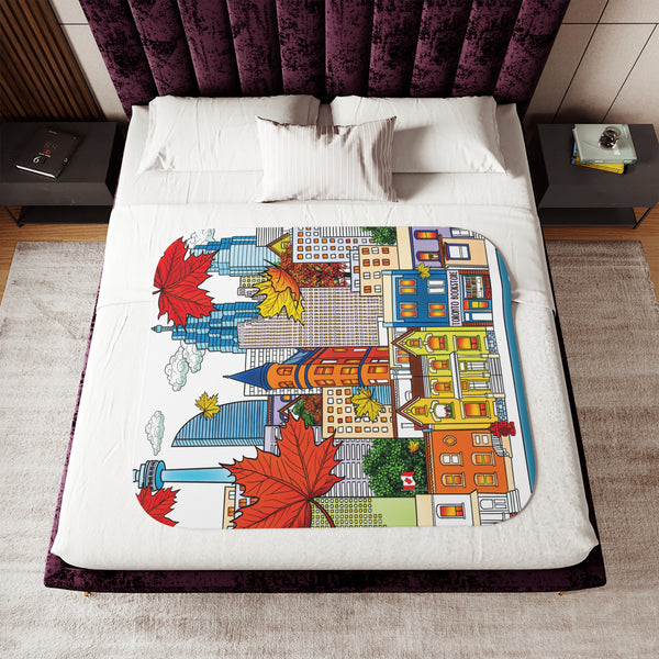 Whimsical Toronto Canada Sherpa Baby Blanket