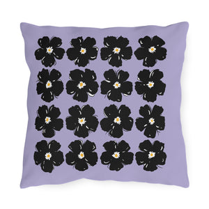 throw pillow with 'Purple & Black Floral' design