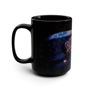 mug with 'Patriotic USA Guitar Music' graphic on a white background