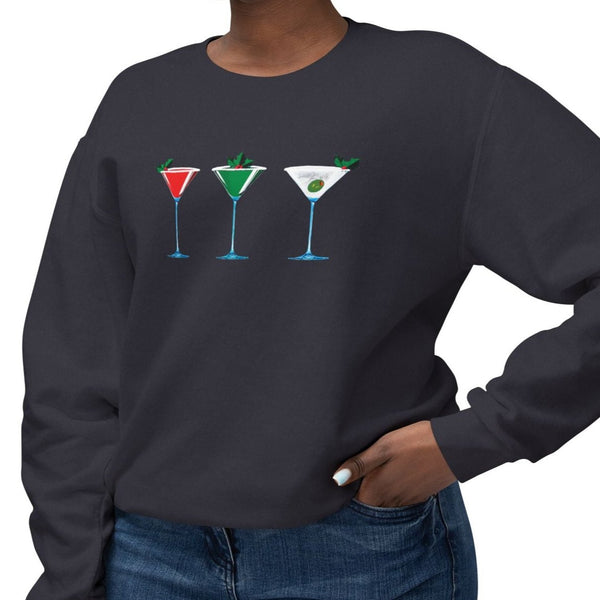 Christmas Martini Sweatshirt Soft Cotton, Relaxed Fit