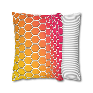 Honeycomb Rainbow Spring Faux Suede Throw Pillow Cover