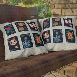 throw pillow with 'Classic Christmas Outdoor Holiday Decor' design