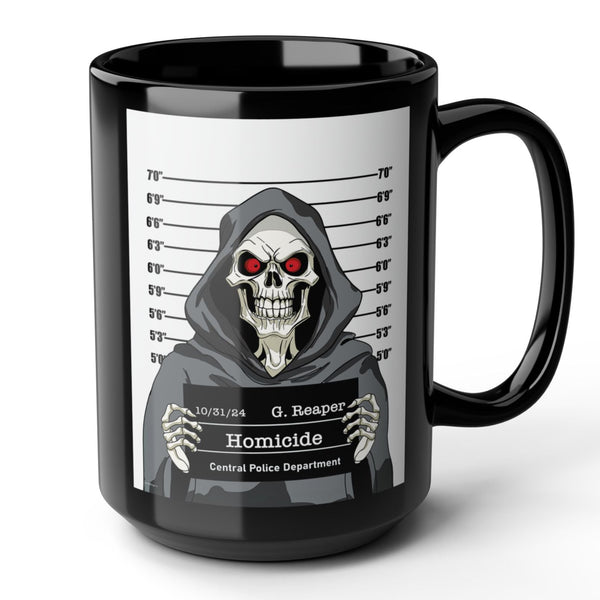 Grim Reaper Mug Shot Funny Mug 15oz
