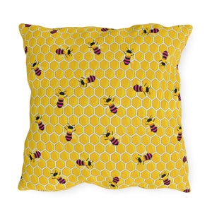 Honeycomb Rainbow Bee Indoor Outdoor Throw Pillow