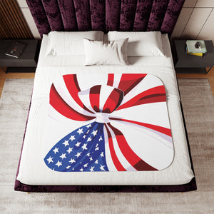 Soft sherpa blanket with 'Little Patriot 4th of July' design