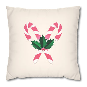 throw pillow with 'Pastel Pink Cover Candy Cane Christmas' design