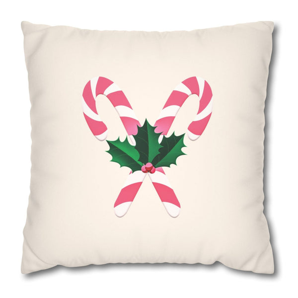 Pastel Pink Pillow Cover Candy Cane Christmas Throw Pillow