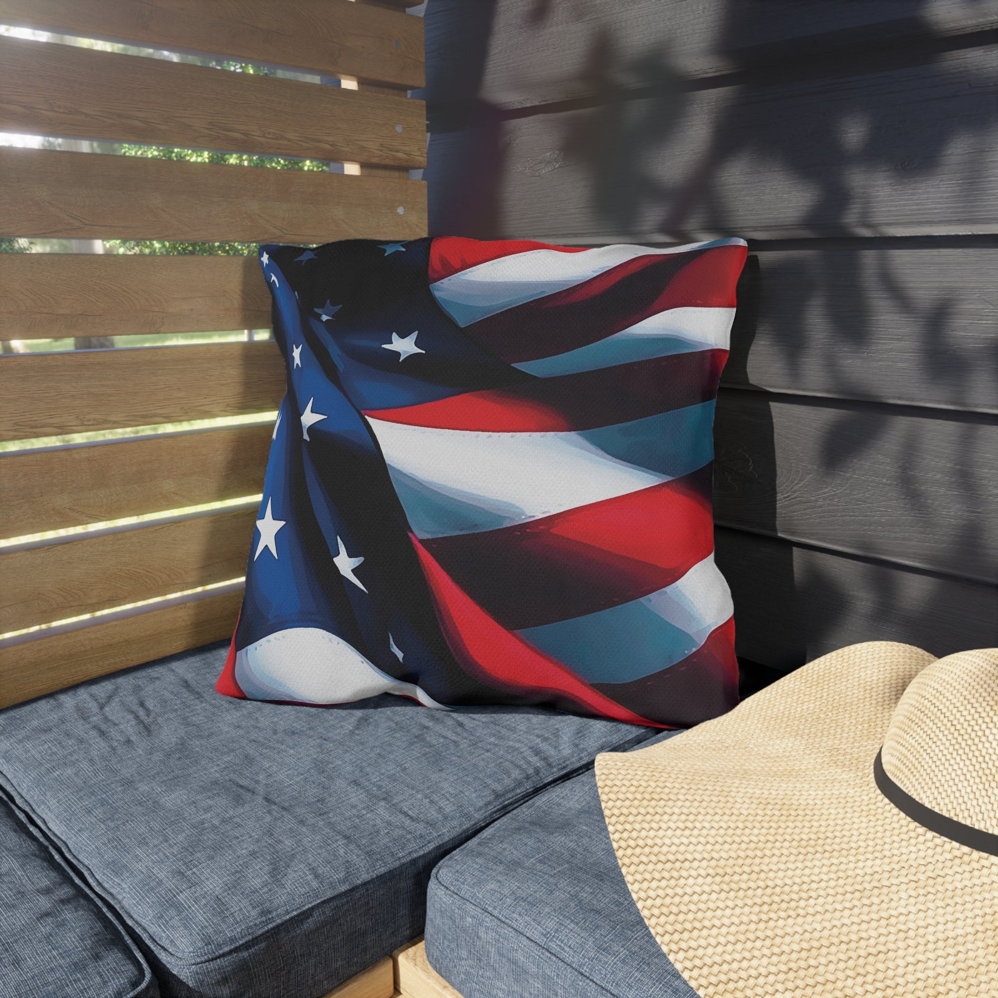 American Flag Patriotic Decor Outdoor Indoor Accent Pillow