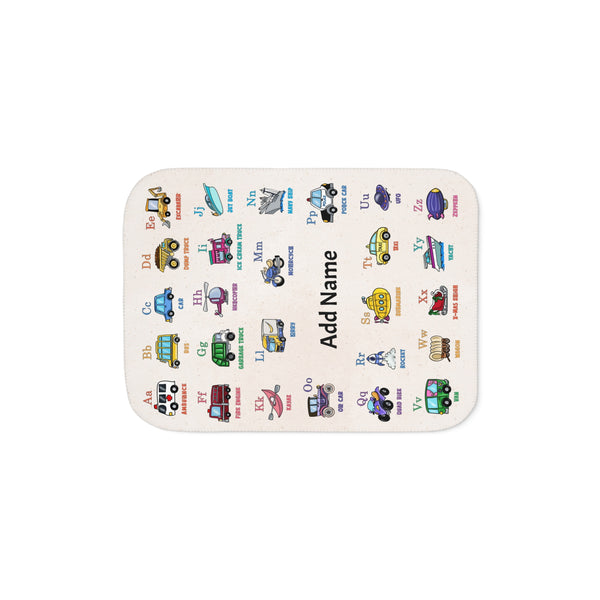 Personalized Transportation ABC Sherpa Baby Blanket