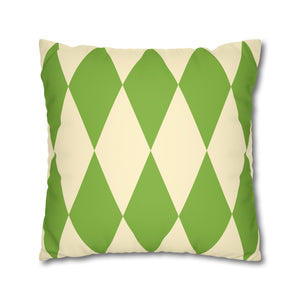 Reversible Green Harlequin Pillow Cover