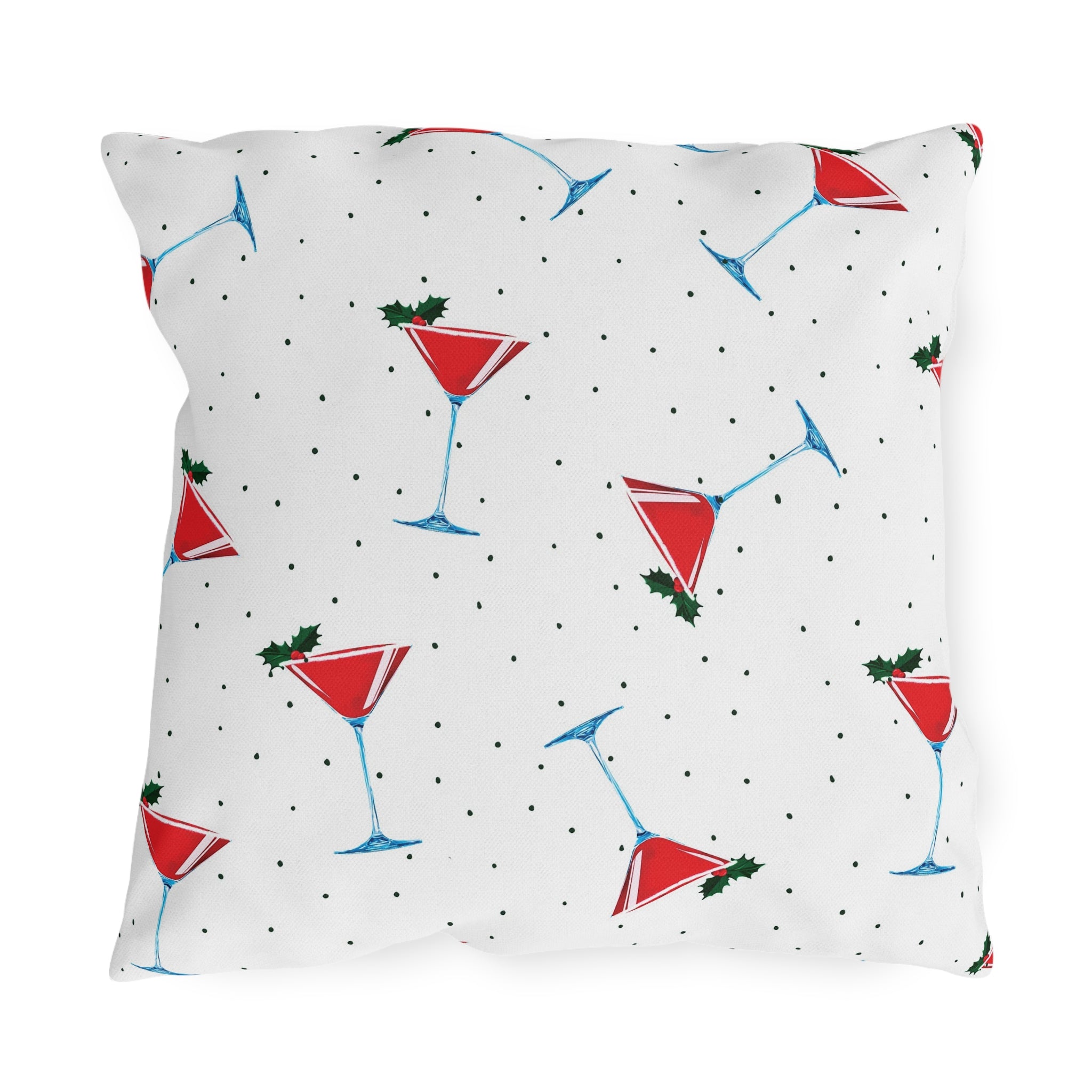 Martini Christmas Party Indoor Outdoor Throw Pillow