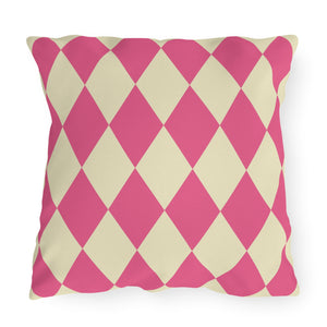 Reversible Pink Harlequin Indoor Outdoor Pillow