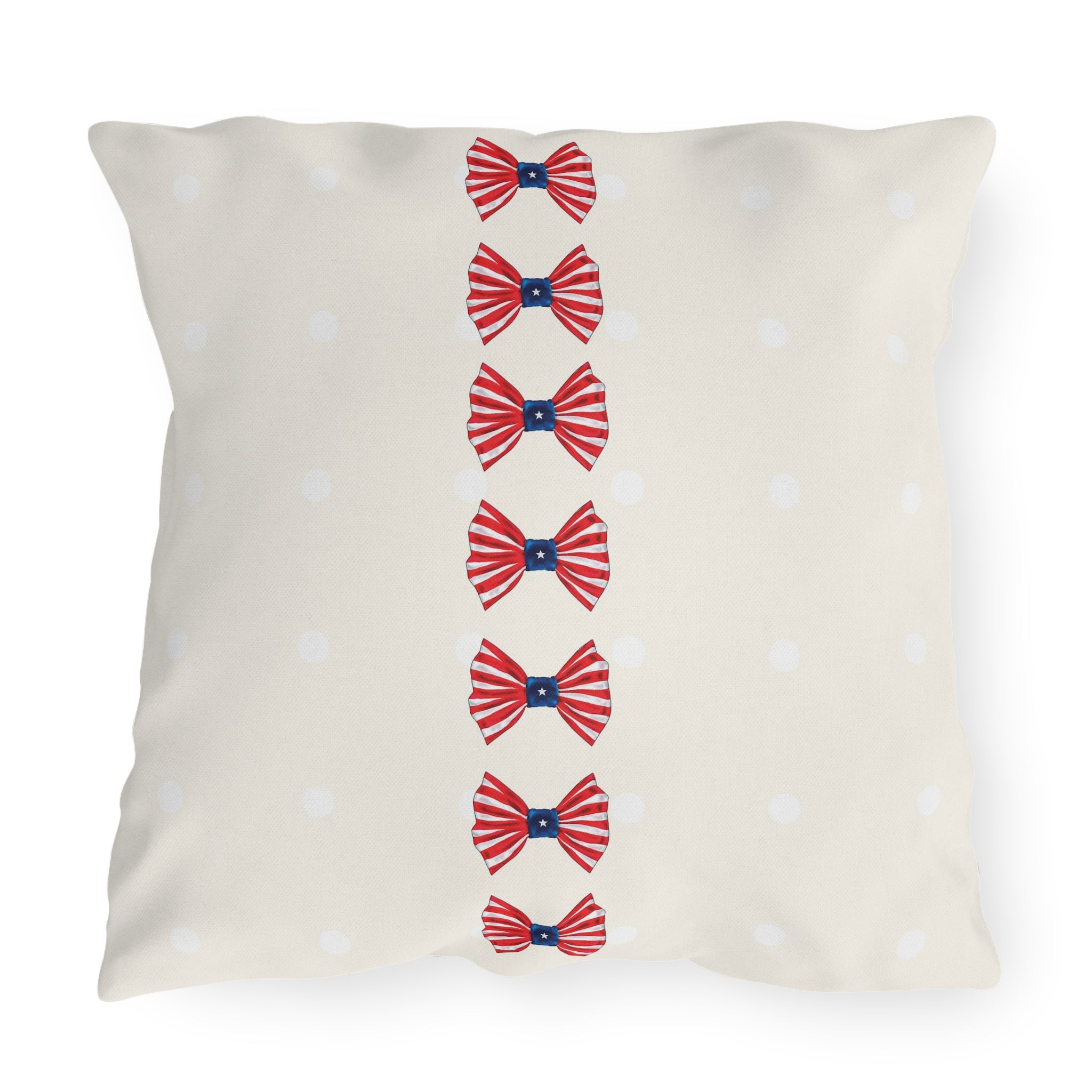 Patriotic Polka Dots and Bows Outdoor Indoor Throw Pillow