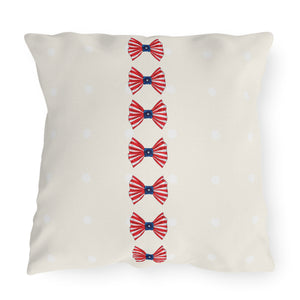 throw pillow with 'Patriotic Bows Outdoor Indoor' design