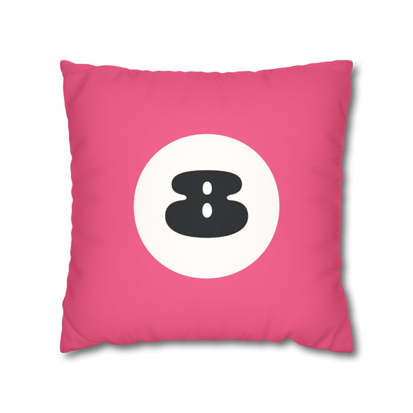 Pink 8 Ball Faux Suede Decorative Pillow Cover