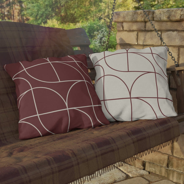 Red & White Art Deco Indoor Outdoor Throw Pillow