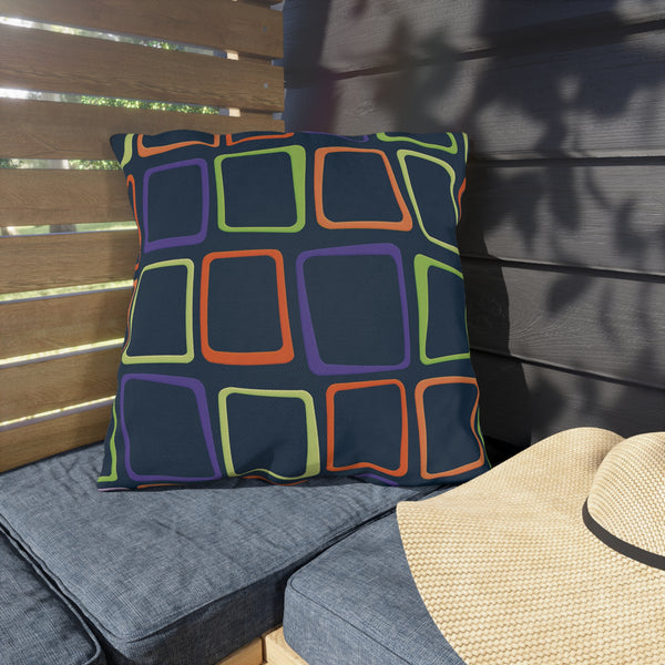 Mid-Century Modern Blue Indoor Outdoor Throw Pillow