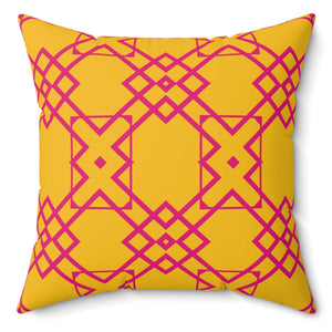 Yellow & Pink Geometric Throw Pillow