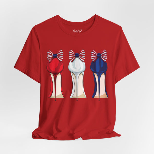 Red White and Blue Stilettos Patriotic Style T-Shirt