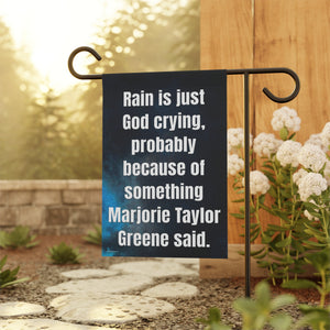 Garden flag with 'Sarcastic Political Quote Funny Politics' design