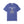 Periwinkle t-shirt with a graphic of a skeleton holding a martini with Bone-Jour in bone style lettering at the top.