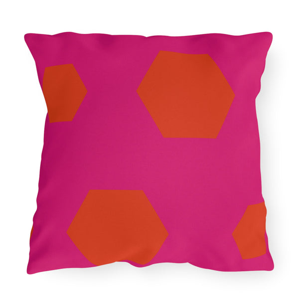 Vibrant Pink & Orange Reversible Indoor Outdoor Throw Pillow