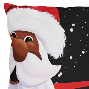 throw pillow with 'African American Santa Cute Holiday' design