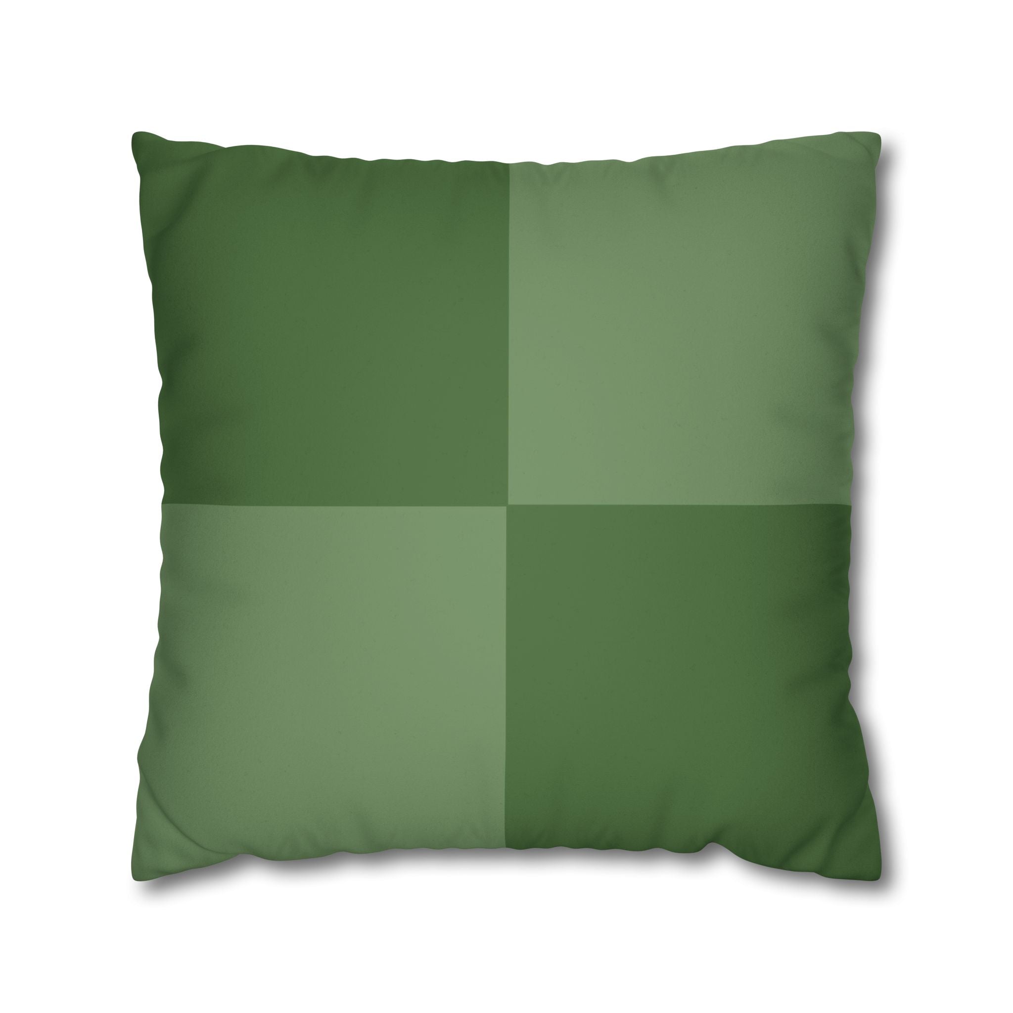 Green checkered pillow on a white background