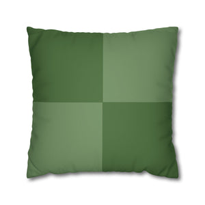 Green checkered pillow on a white background
