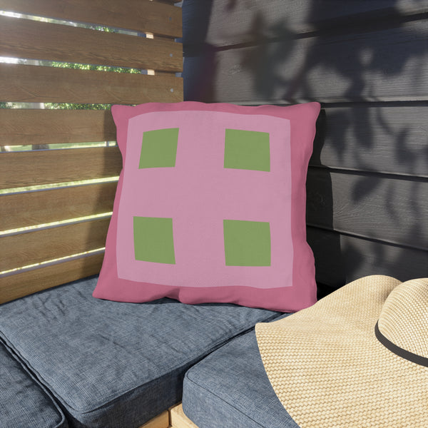 Pastel Pops Pink Green Outdoor Throw Pillow