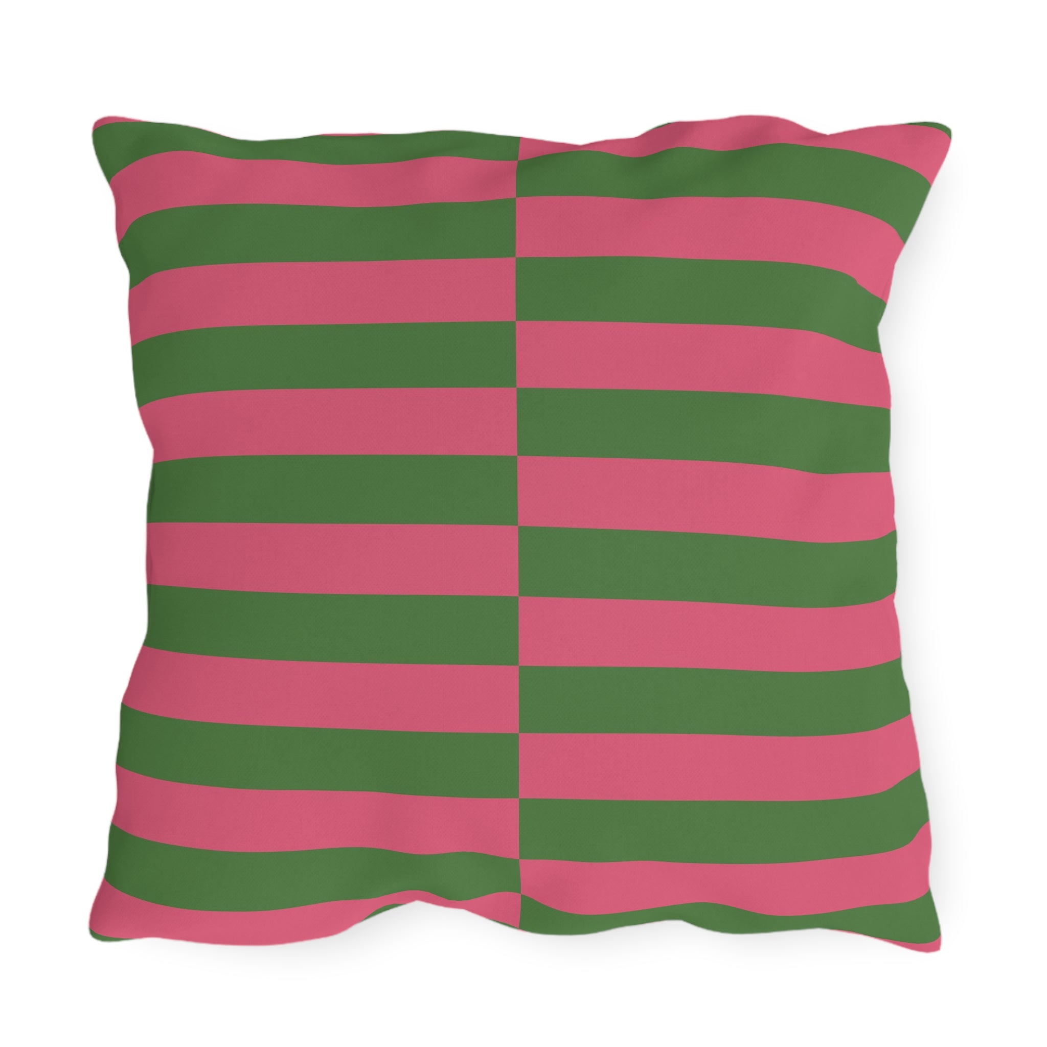 Paradox Pink and Green Striped Outdoor Throw Pillow