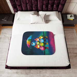 Cute Rainbow Birds Colorful Sherpa Baby Blanket