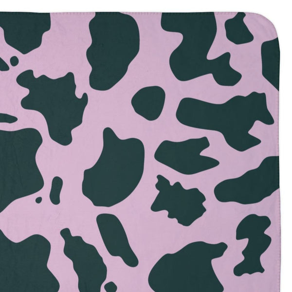 Lavender Blue Green Animal Print Plush Sherpa Throw Blanket