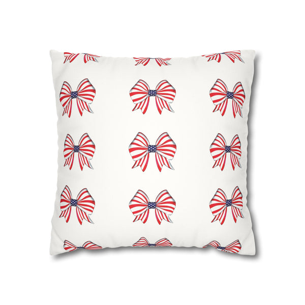 Patriotic Bows 4th of July Soft Accent Pillow Cover
