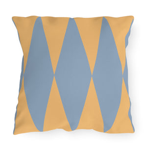 Yellow Blue Diamond Indoor Outdoor Throw Pillow