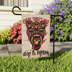 Kung Fu Turkeys Funny Thanksgiving Yard Flag