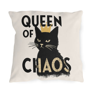 throw pillow with 'Queen of Chaos' design