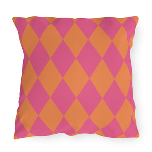 Reversible Pink Orange Harlequin Indoor Outdoor Pillow