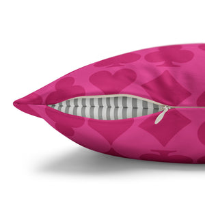 throw pillow with 'Pink & Black Card Deck Cover' design