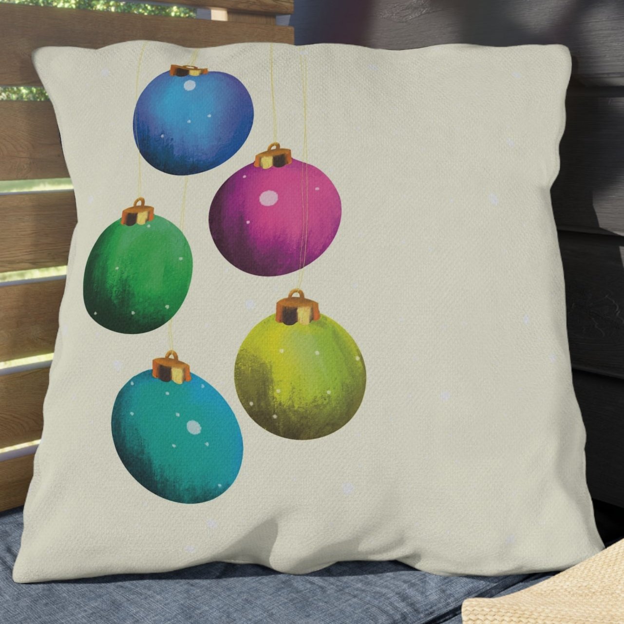 Pastel Hanging Tree Ornaments Christmas Throw Pillow