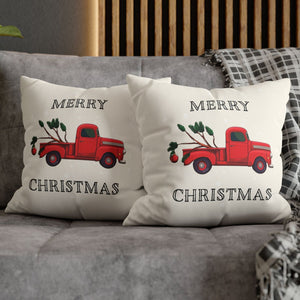 throw pillow with 'Red Truck Cover Christmas' design