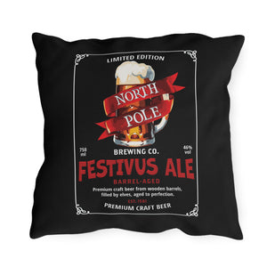 throw pillow with 'North Pole Brewery Christmas' design