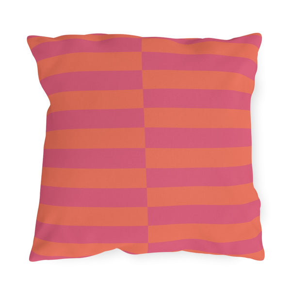 Pink & Orange Striped Indoor Outdoor Throw Pillow