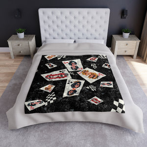Playing Cards Queens Chic Black Throw Blanket