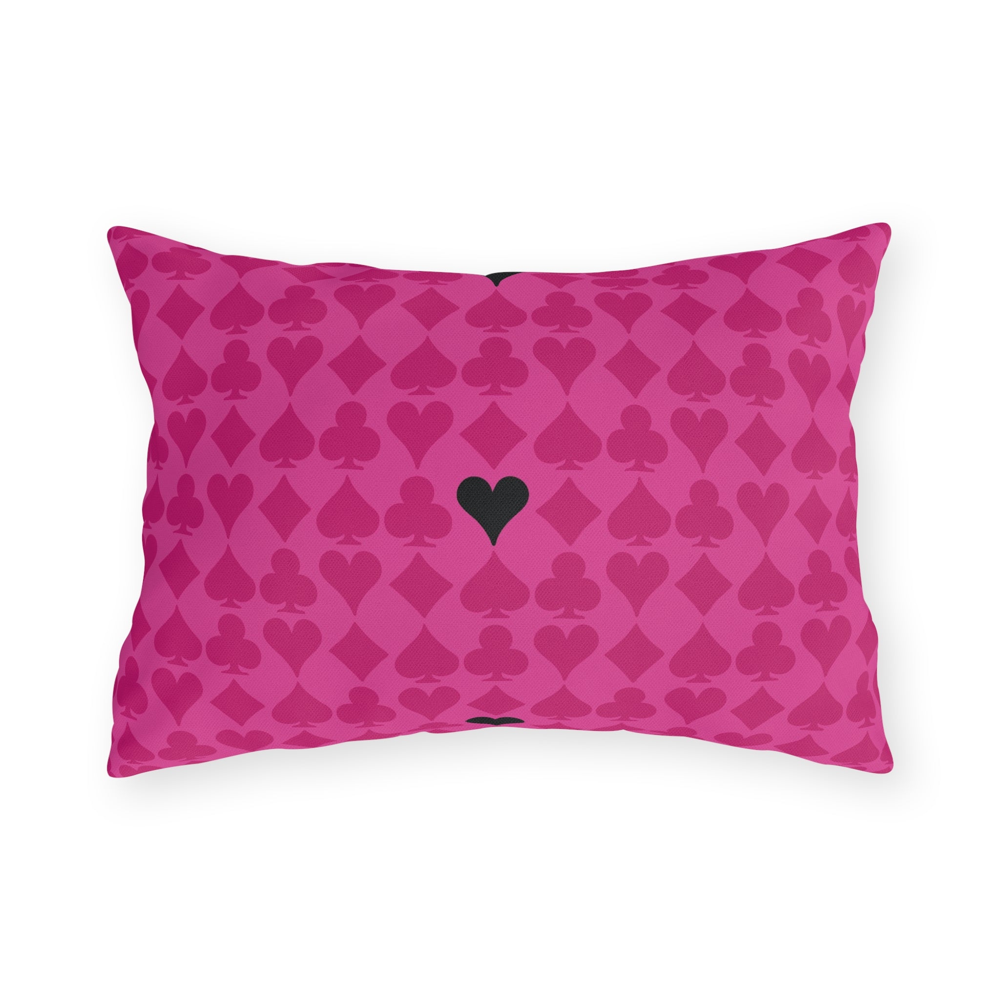 Playing Cards Hearts Pink & Black Chic Throw Pillow