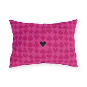 throw pillow with 'Card Deck Pink & Black' design